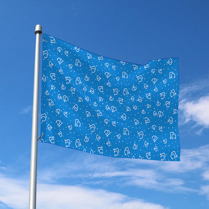 Blue And White Stethoscope Pattern Print Polyester Flag
