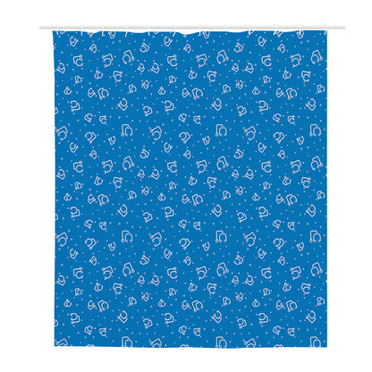 Blue And White Stethoscope Pattern Print Polyester Shower Curtain