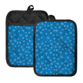 Blue And White Stethoscope Pattern Print Pot Holders With Pocket