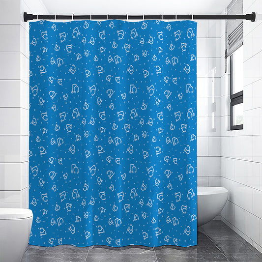 Blue And White Stethoscope Pattern Print Premium Shower Curtain