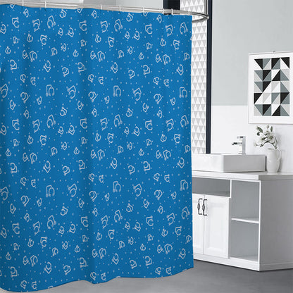 Blue And White Stethoscope Pattern Print Premium Shower Curtain