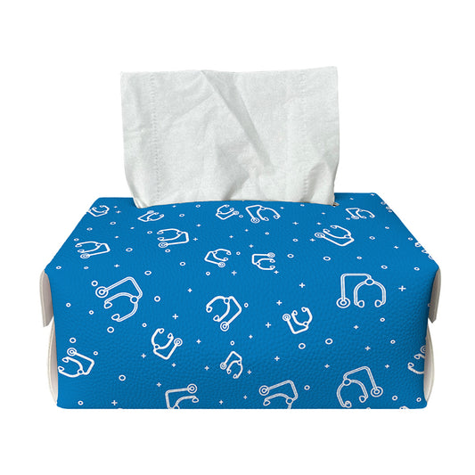 Blue And White Stethoscope Pattern Print Rectangle Tissue Box Cover
