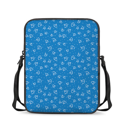 Blue And White Stethoscope Pattern Print Rectangular Crossbody Bag