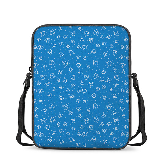 Blue And White Stethoscope Pattern Print Rectangular Crossbody Bag