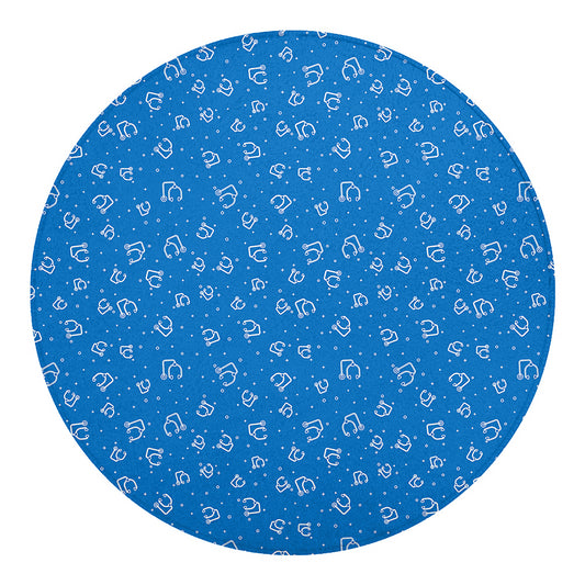 Blue And White Stethoscope Pattern Print Round Blanket