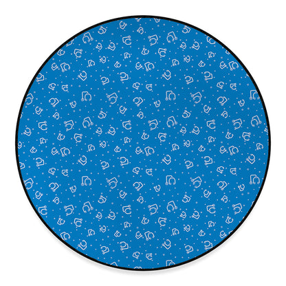 Blue And White Stethoscope Pattern Print Round Floor Mat
