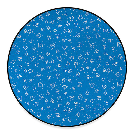Blue And White Stethoscope Pattern Print Round Floor Mat