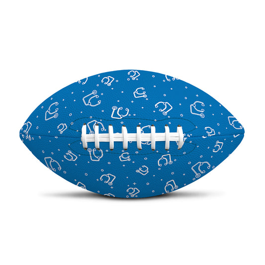 Blue And White Stethoscope Pattern Print Rugby Ball
