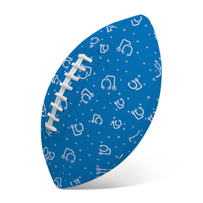 Blue And White Stethoscope Pattern Print Rugby Ball