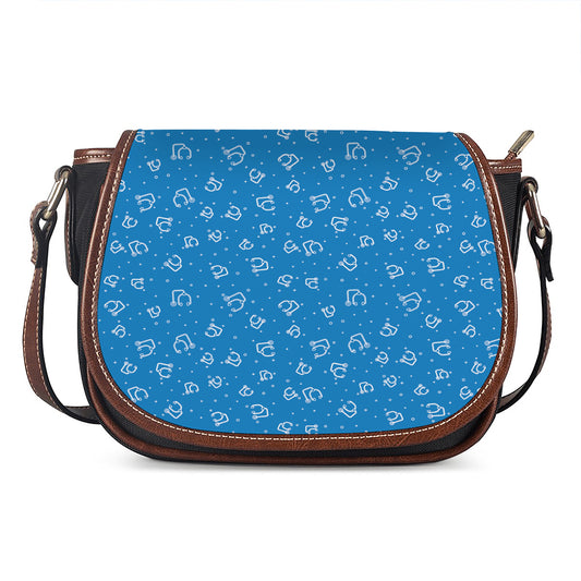 Blue And White Stethoscope Pattern Print Saddle Bag