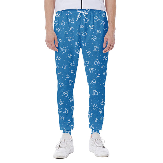 Blue And White Stethoscope Pattern Print Scuba Joggers
