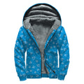 Blue And White Stethoscope Pattern Print Sherpa Lined Zip Up Hoodie
