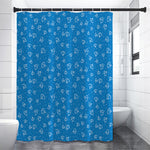 Blue And White Stethoscope Pattern Print Shower Curtain