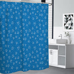 Blue And White Stethoscope Pattern Print Shower Curtain