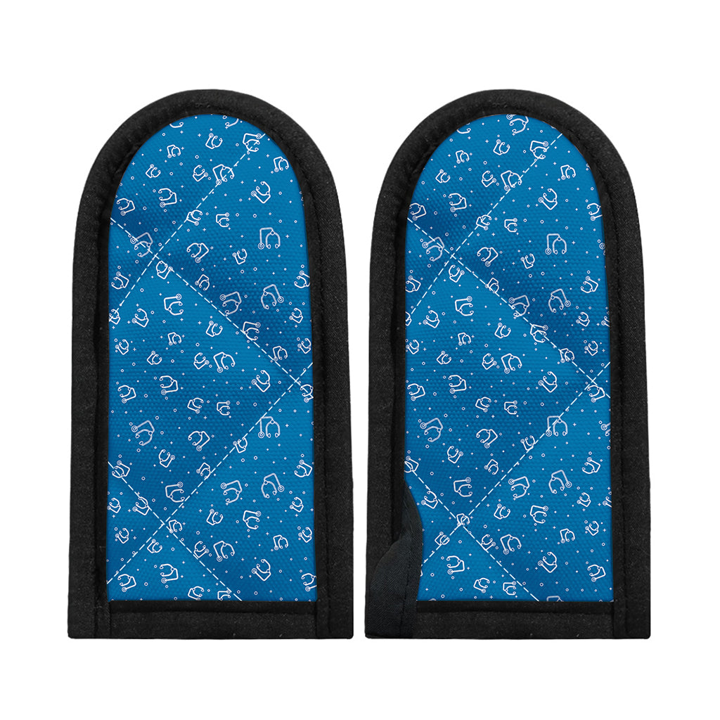 Blue And White Stethoscope Pattern Print Skillet Handle Cover