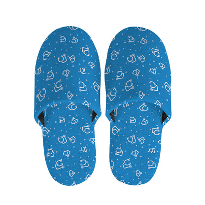 Blue And White Stethoscope Pattern Print Slippers