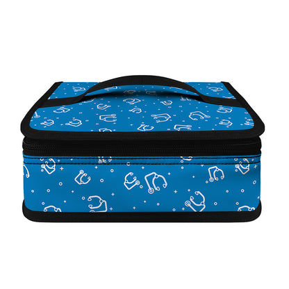 Blue And White Stethoscope Pattern Print Small Lunch Bag