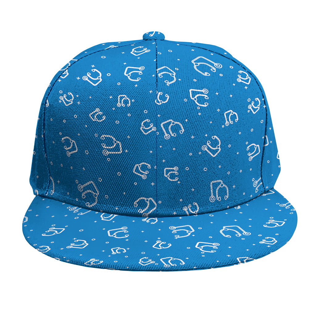 Blue And White Stethoscope Pattern Print Snapback Cap