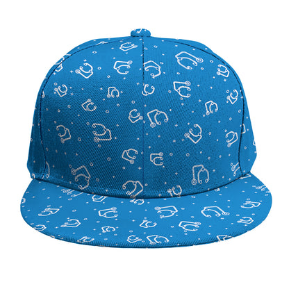 Blue And White Stethoscope Pattern Print Snapback Cap