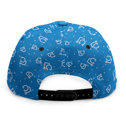 Blue And White Stethoscope Pattern Print Snapback Cap