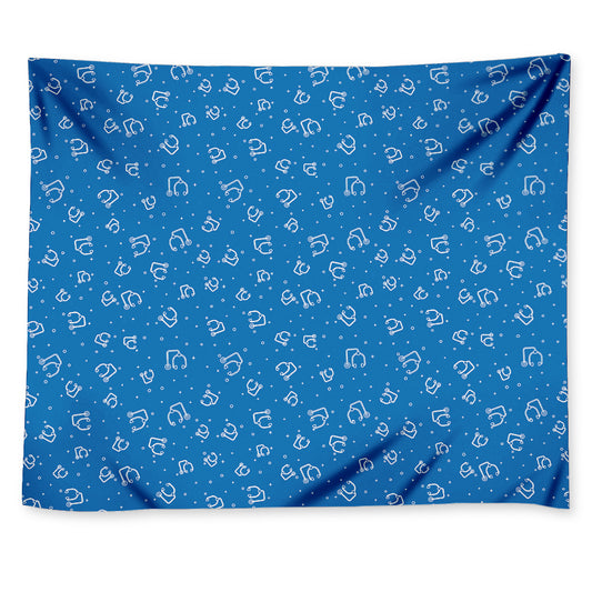 Blue And White Stethoscope Pattern Print Tapestry