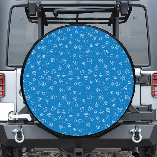 Blue And White Stethoscope Pattern Print Tire Cover