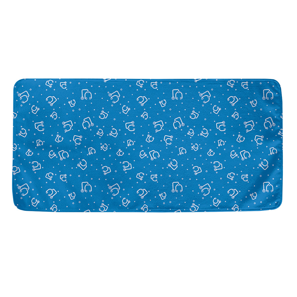 Blue And White Stethoscope Pattern Print Towel