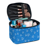 Blue And White Stethoscope Pattern Print Travel Makeup Bag