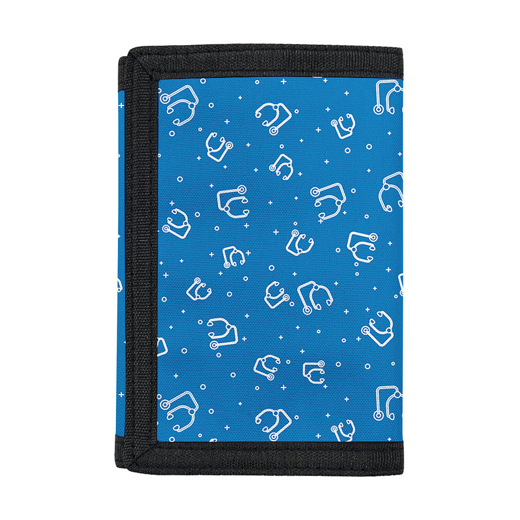 Blue And White Stethoscope Pattern Print Trifold Wallet