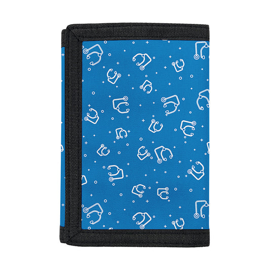 Blue And White Stethoscope Pattern Print Trifold Wallet