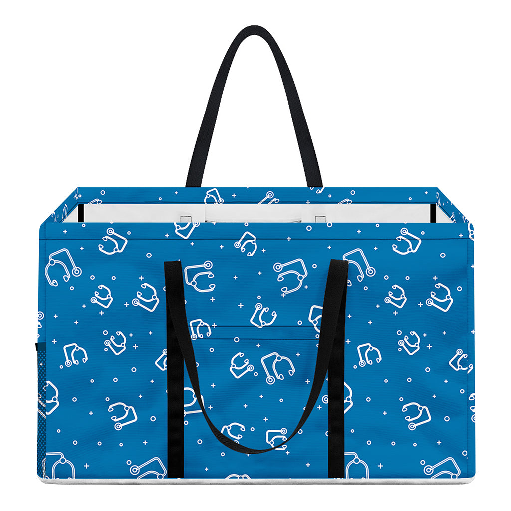 Blue And White Stethoscope Pattern Print Utility Tote Bag