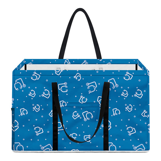 Blue And White Stethoscope Pattern Print Utility Tote Bag