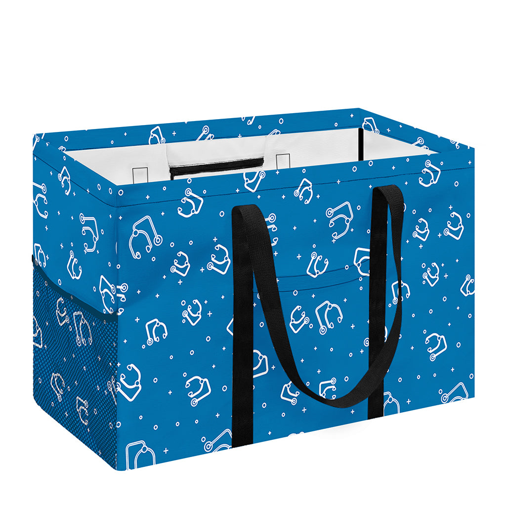 Blue And White Stethoscope Pattern Print Utility Tote Bag
