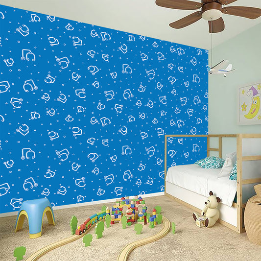 Blue And White Stethoscope Pattern Print Wall Sticker