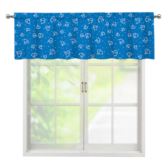 Blue And White Stethoscope Pattern Print Window Valance
