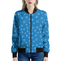 Blue And White Stethoscope Pattern Print Women's Bomber Jacket