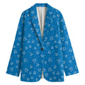 Blue And White Stethoscope Pattern Print Women's Cotton Blazer