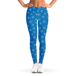 Blue And White Stethoscope Pattern Print Women's Leggings