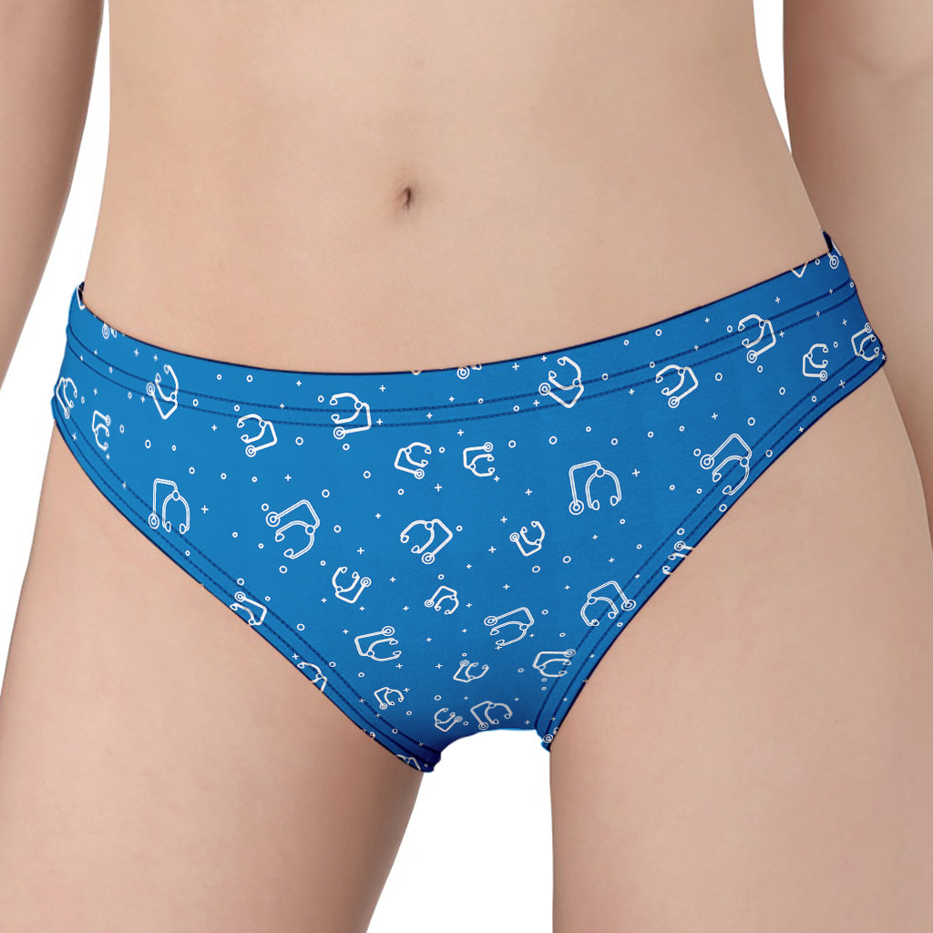 Blue And White Stethoscope Pattern Print Women's Panties