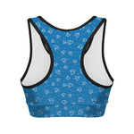 Blue And White Stethoscope Pattern Print Women's Sports Bra