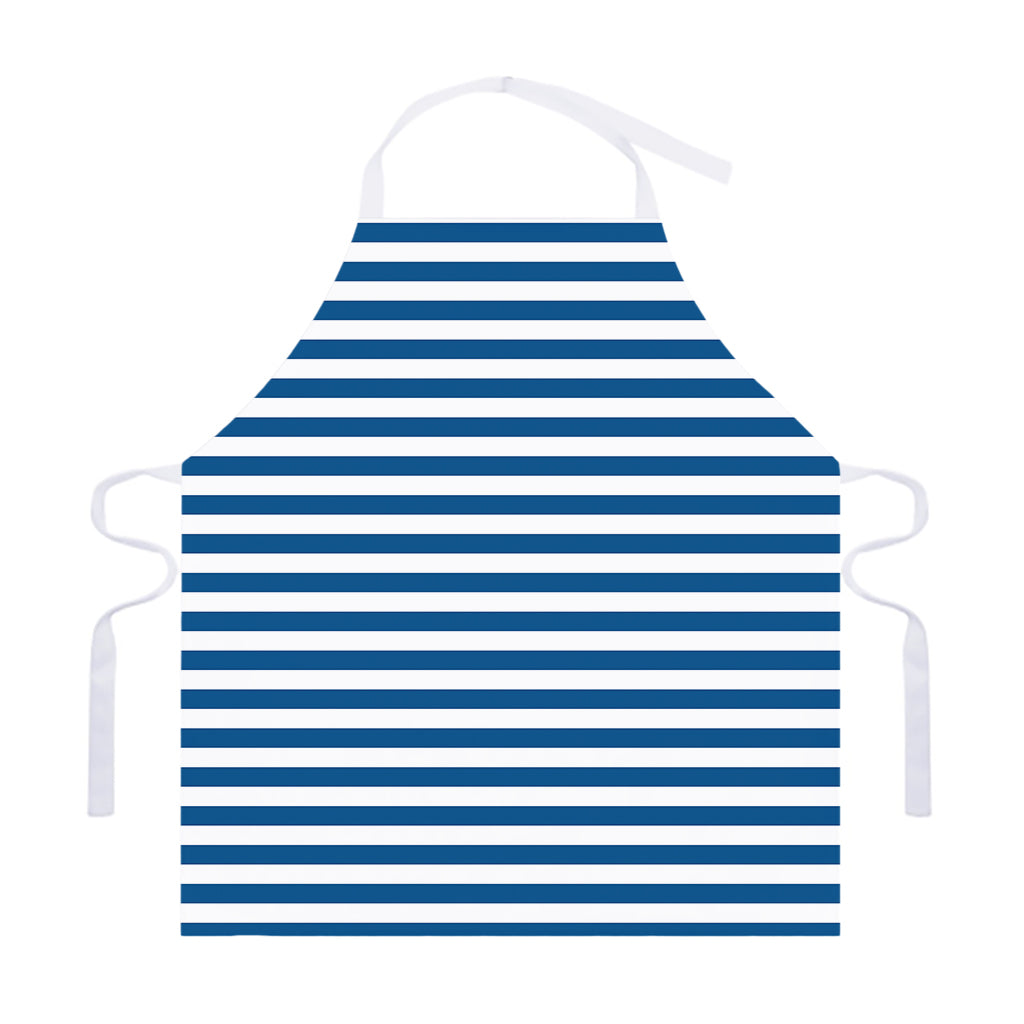 Blue And White Striped Pattern Print Adjustable Apron