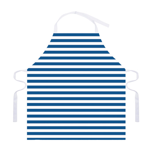 Blue And White Striped Pattern Print Adjustable Apron