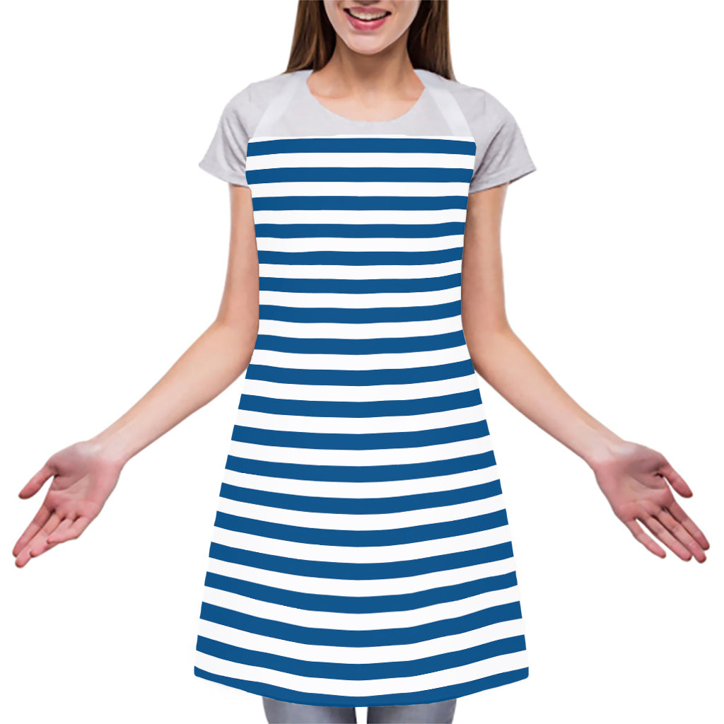 Blue And White Striped Pattern Print Adjustable Apron