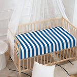 Blue And White Striped Pattern Print Baby Crib Sheet