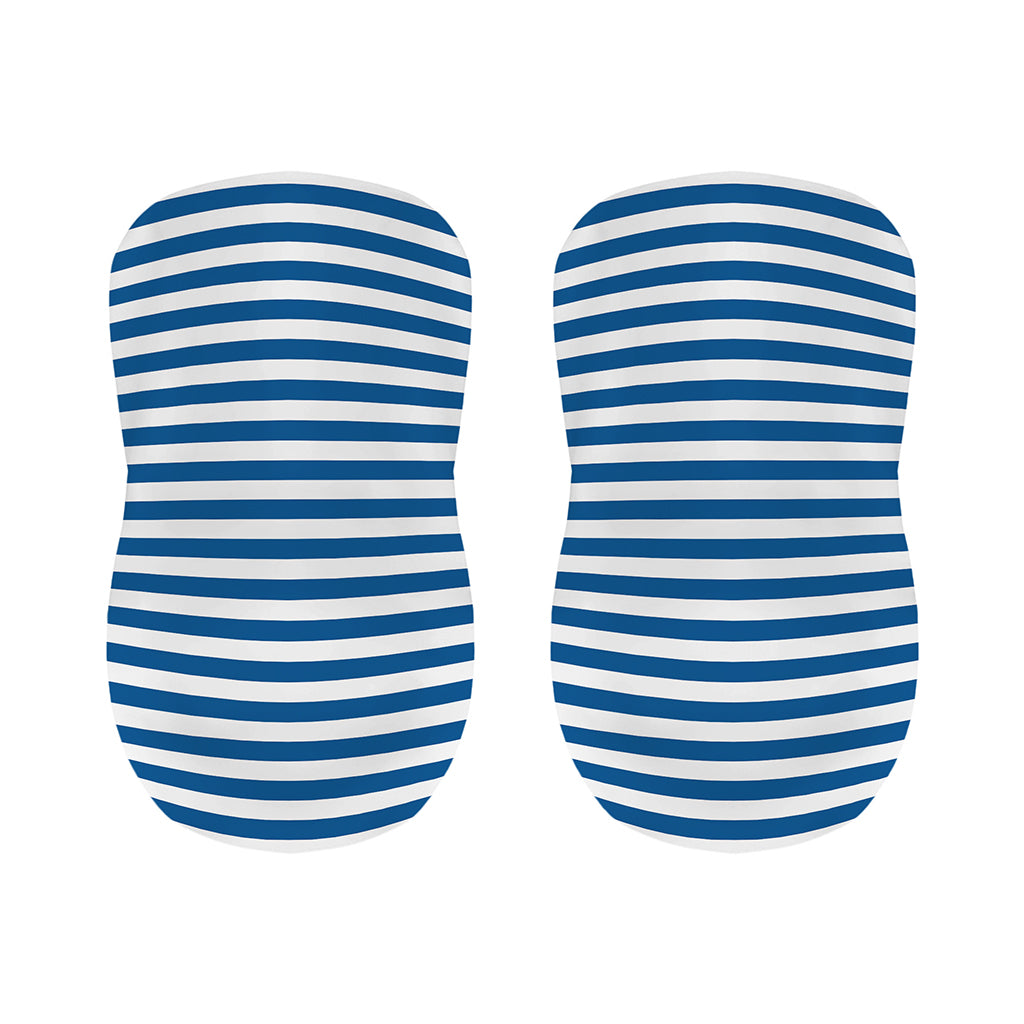 Blue And White Striped Pattern Print Bar Stool Covers
