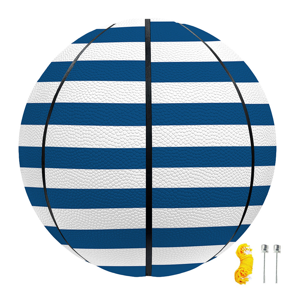 Blue And White Striped Pattern Print Basketball