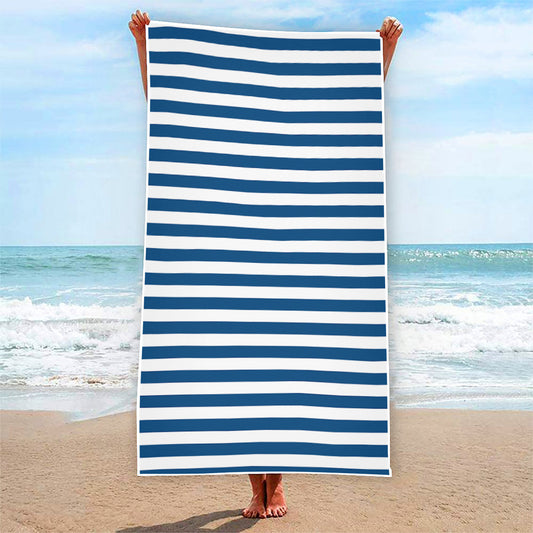 Blue And White Striped Pattern Print Beach Towel