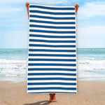 Blue And White Striped Pattern Print Beach Towel