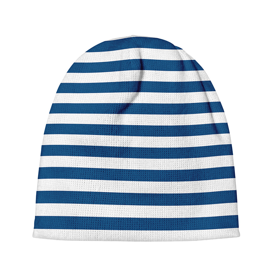 Blue And White Striped Pattern Print Beanie