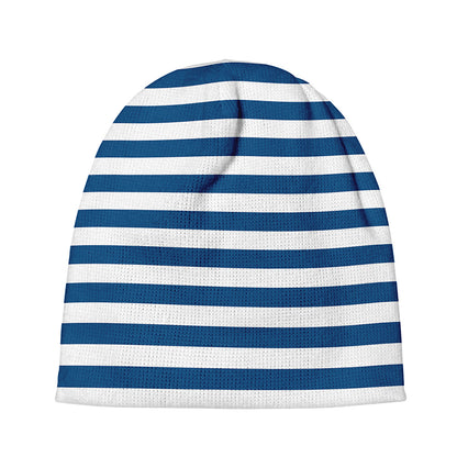 Blue And White Striped Pattern Print Beanie